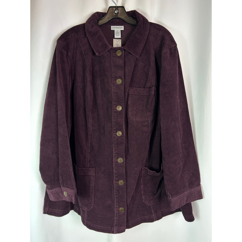 Catherines Plum Purple Corduroy Button Down Shacket Plus Size 2X NWT